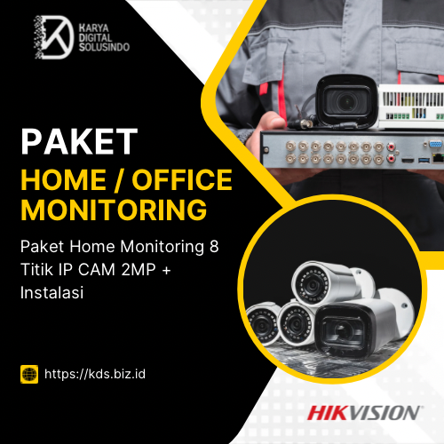 Paket CCTV HIKVISION IP Cam 8 Titik 2 Mp + Instalasi 